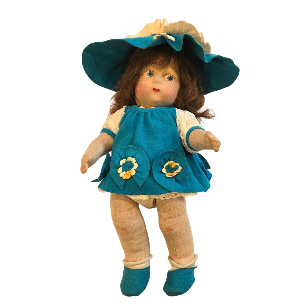 Antique 18" Pressed Felt Character Doll - Lenci / Alma Type Stitched Fingers